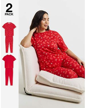 Simply Be Value 2 Pack Pj Set - Red