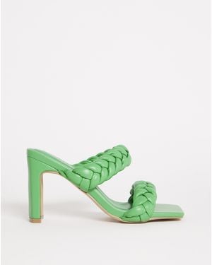 Simply Be Plaited Heeled Sandals Wide Fit - Green