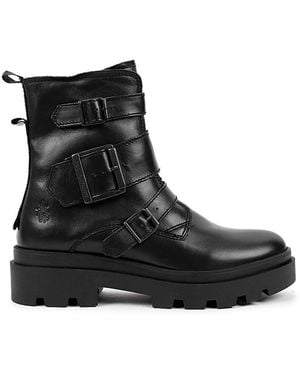 Fly London Jeda Leather Biker Boots - Black