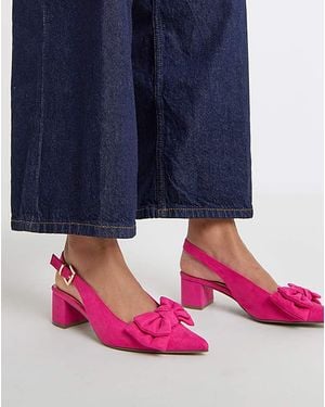JD Williams Block Heel Slingback With Bow Ex Wide - Blue