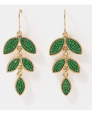 Accessorize Beaded Leaf Drop Earrings - Green