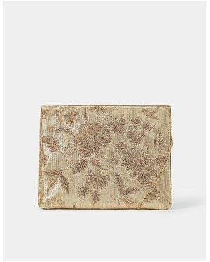 Accessorize Floral Clutch Bag - Natural