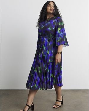 Joanna Hope Belted Pleat Midi Dress - Blue