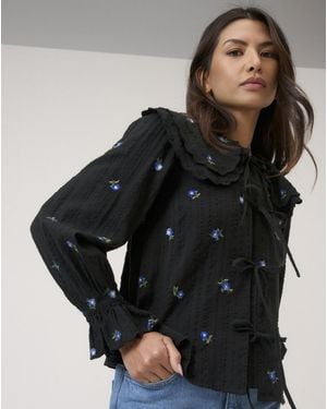 Nobody's Child Nc Jolie Seersucker Blouse - Black
