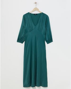 Joanna Hope Heavy Satin Midi Dress - Green