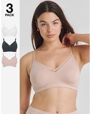 Pretty Secrets 3 Pack Claire Cotton Nw Full Cup Bras - Brown