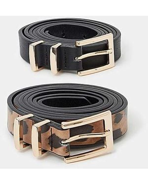 Accessorize 2-Pk Skinny Belts - White