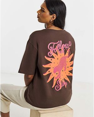 Simply Be Follow The Sun Graphic T-Shirt - Brown