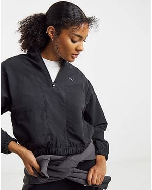 PUMA Her Relaxed Woven 1/2 Zip Crew - Black