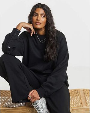 Simply Be Popper Sleeve Sweatshirt - Black