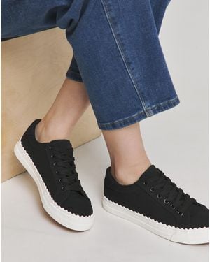 JD Williams Scalloped Edge Lace Up Trainer Wide Fit - Blue