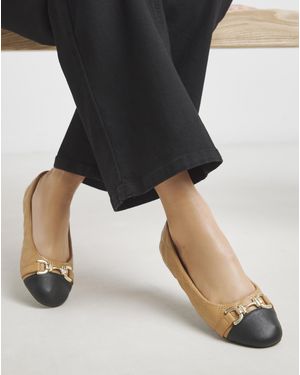 Simply Be Toe Cap Hardware Ballerina Ex Wide - Black