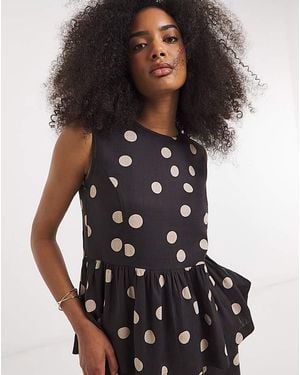 Simply Be Chocolate Spot Peplum Shell Top - Black