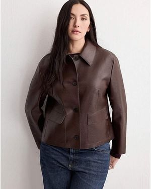 Mango Faux Leather Jacket - Brown