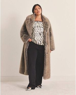 Simply Be Sbe Faux Fur Maxi Coat - Natural