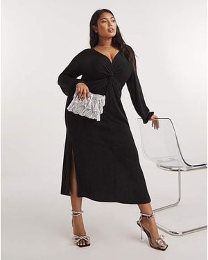 Simply Be Slinky Knot Front Midi Dress - White
