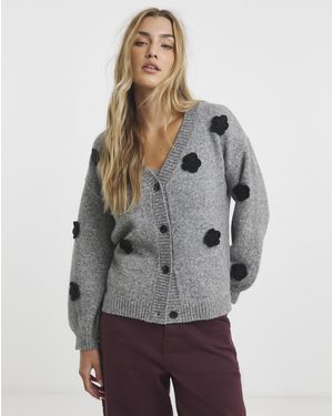 Native Youth Applique Cardigan - Grey