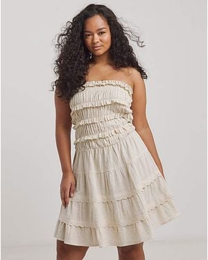 Beach To Beach Broderie Mini Beach Dress - Natural