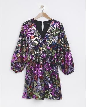 Joanna Hope Sequin Tie Neck Dress - Multicolour