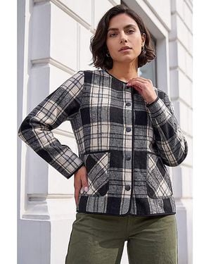 Roman Roman Check Buttoned Throw On Jacket - Grey