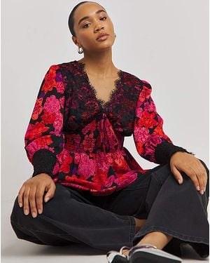 Simply Be Lace Detail Shirred Waist Blouse
