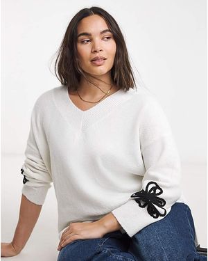 Simply Be Floral Embroidered Sleeve Tunic - White