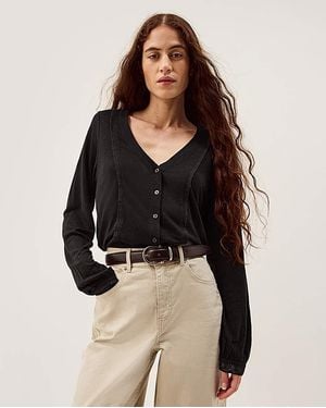 Monsoon Laney Lace Linen Blend Top - Black