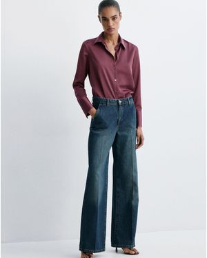 Mango Regular-Fit Satin Shirt - Blue