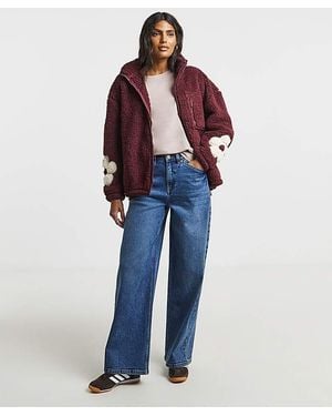 Simply Be Teddy With Flower Sleeve Detail - Blue