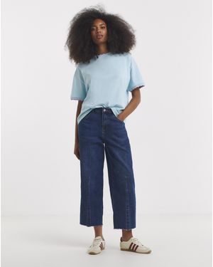 Simply Be Scallop Trim Boxy T-Shirt - Blue