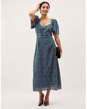 Monsoon Regina Short Sleeve Midi Dress - Blue