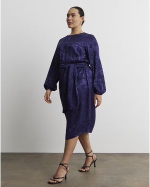 Joanna Hope Jacquard Tie Waist Dress - Blue