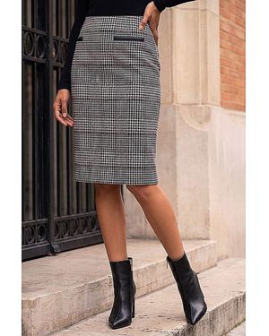 Roman Roman Dogtooth Check Skirt - Grey