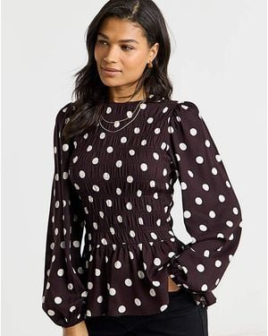Simply Be Shirred Long Sleeve Top - Black