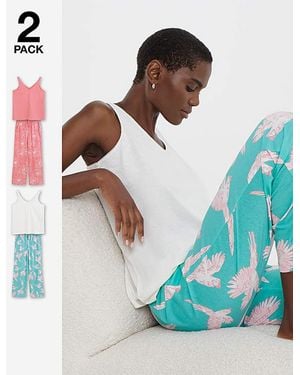 JD Williams 2 Pack Cotton Pj Set - White