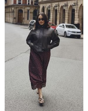 Simply Be Burgundy Spot Skirt Co Ord - Red