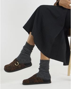 Simply Be Buckle Flat Mule Wide - Black