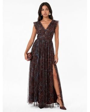Anaya with love Anaya Animal Print Tulle Maxi Dress - Purple