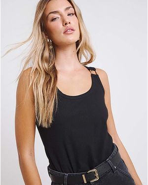 Simply Be Ribbed Tank With Metal Trim - Black