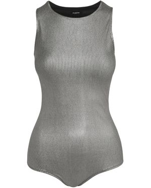 Simply Be Metallic Ribbed Racer Bodysuit