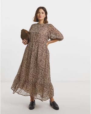 Simply Be Printed Georgette Maxi Dress - Brown