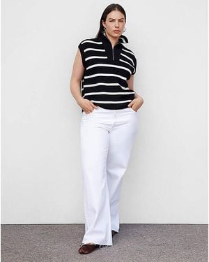 Mango Knitted Stripped Vest - White