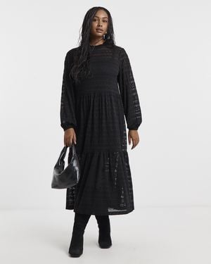 Simply Be Tiered Lace Midi Dress - Black