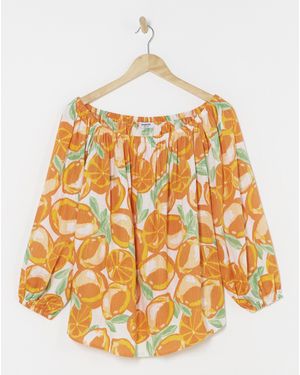 Simply Be Linen Bardot Top - Orange
