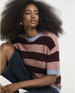 Simply Be Sponge Ss Boxy Knitted Tee - Multicolour