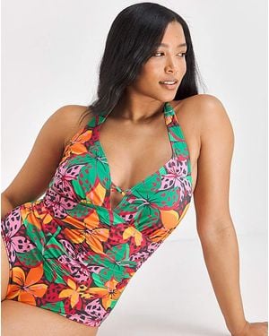 Simply Be Halterneck Swimsuit - Green