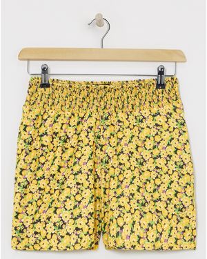 Simply Be Textured Jersey Shirred Waist Shorts - Multicolour