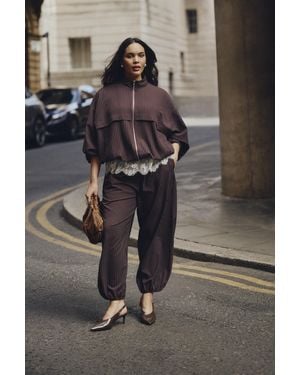 Simply Be Choc Pinstripe Balloon Trouser - Black