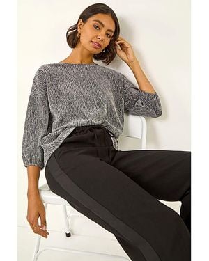 Roman Roman Textured Brillo Top - Grey