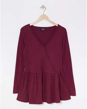 Simply Be Rib Soft Touch Mock Wrap Top - Red